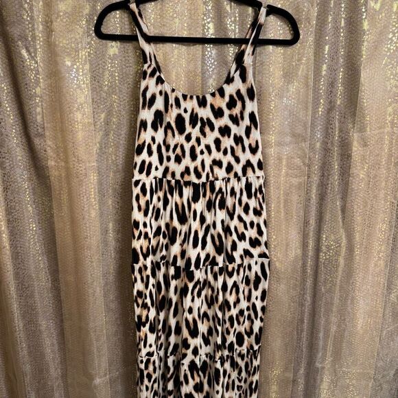 INC International Concepts Stretchy Tiered Leopard Cheetah Print Maxi Dress XS - Picture 1 of 8